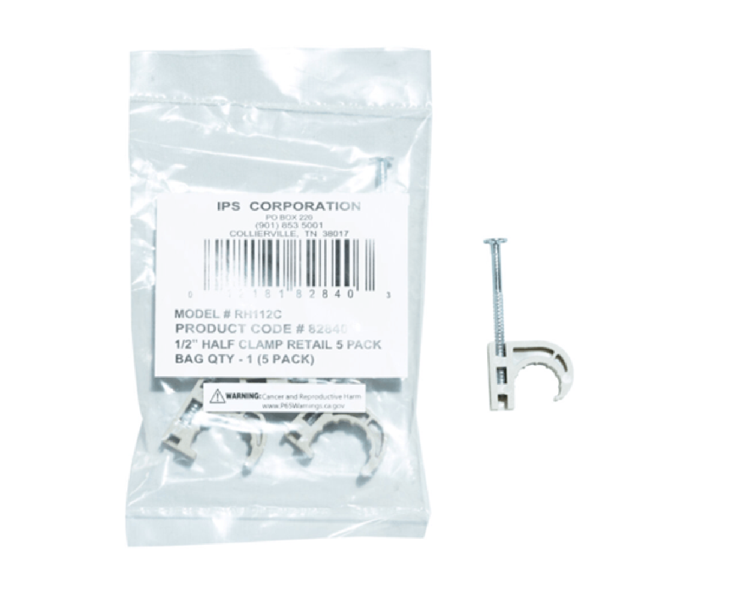 3/4" Plastic 2-Hole Pipe Clamp