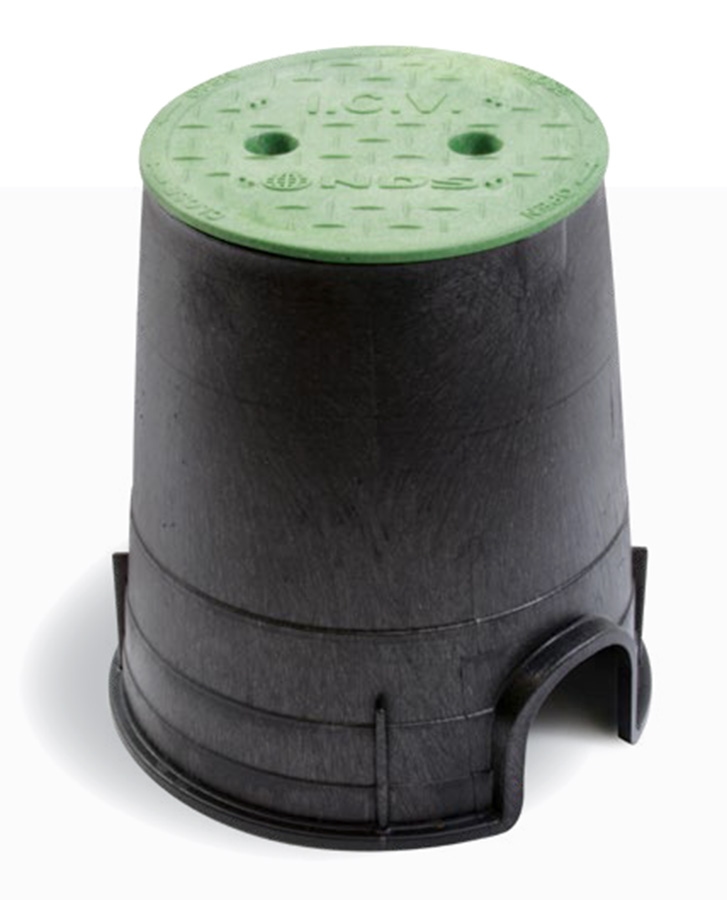 6" Round Standard Series Valve Box and Cover 9" Height Black Box Green Sewer Cover
