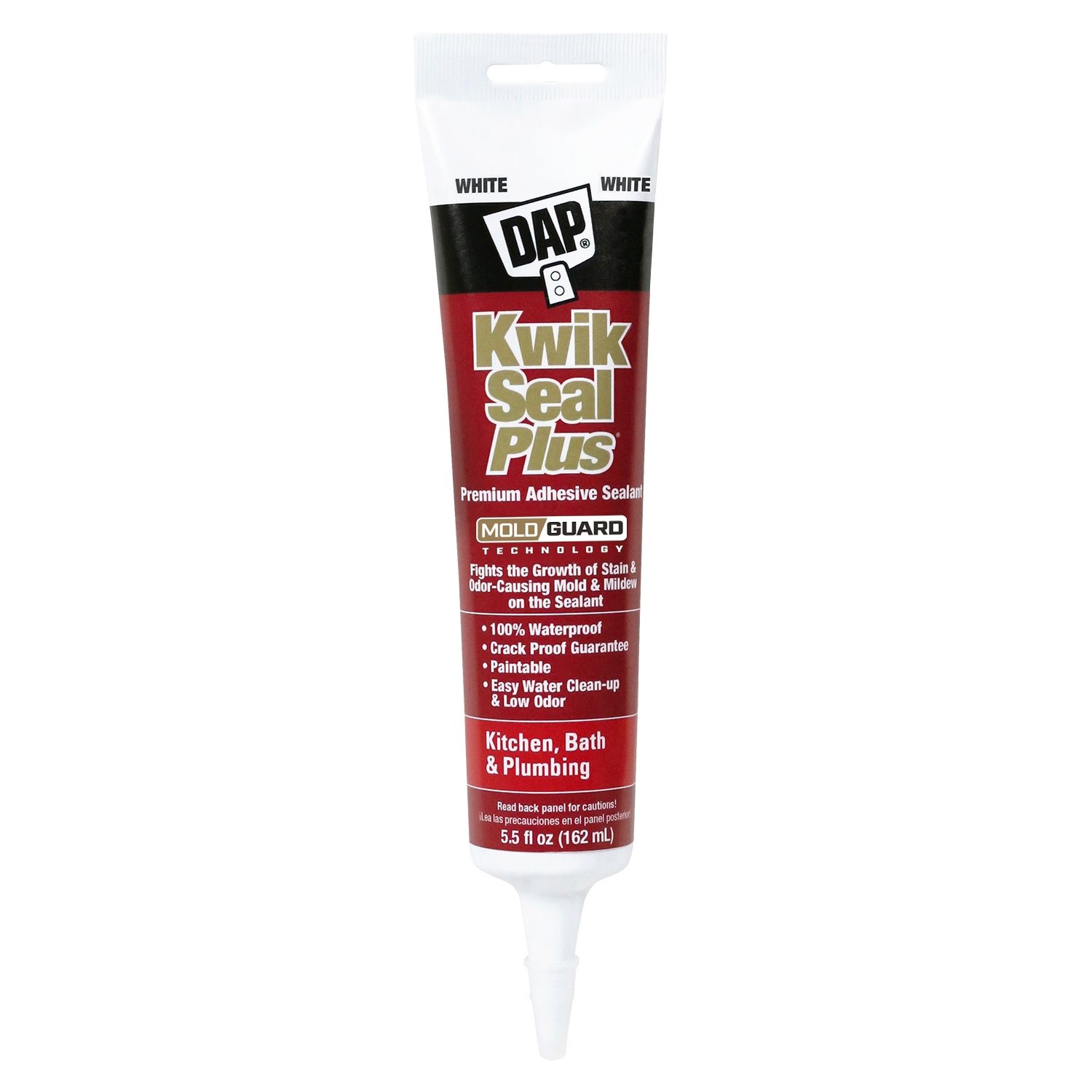 DAP Kwik Seal Plus 10.1 oz White Kitchen and Bath Siliconized Caulk/Paste Cartridge