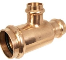 1-1/4" X 1/2" X 1-1/4" Copper Press Tee Press X Press X Press