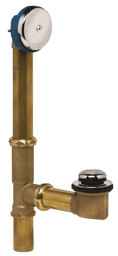 Brass Bath Waste & Overflow Tubular Waste and Overflow Touch Toe Stopper W/Chrome Finish Trim - 17GA