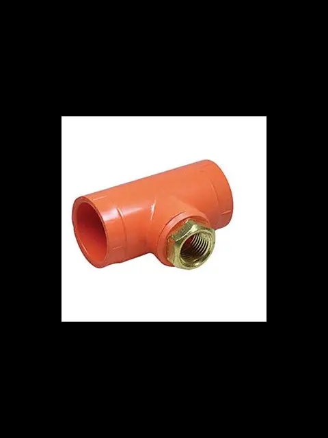 Tyco BlazeMaster 1" X 1" X 1" Orange CPVC Head Adapter Tee Brass