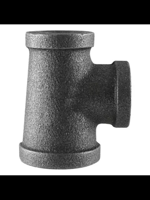 1-1/2" X 1-1/4" X 3/4" Black Malleable Reducing Tee