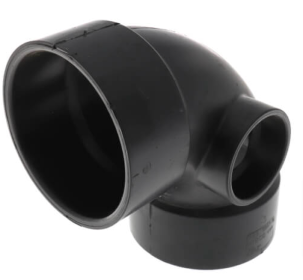 I068300-Nibco-I068300-3-x-3-x-1-1-2-Hub-ABS-DWV-90°-Elbow-with-Side-Inlet-58079R-